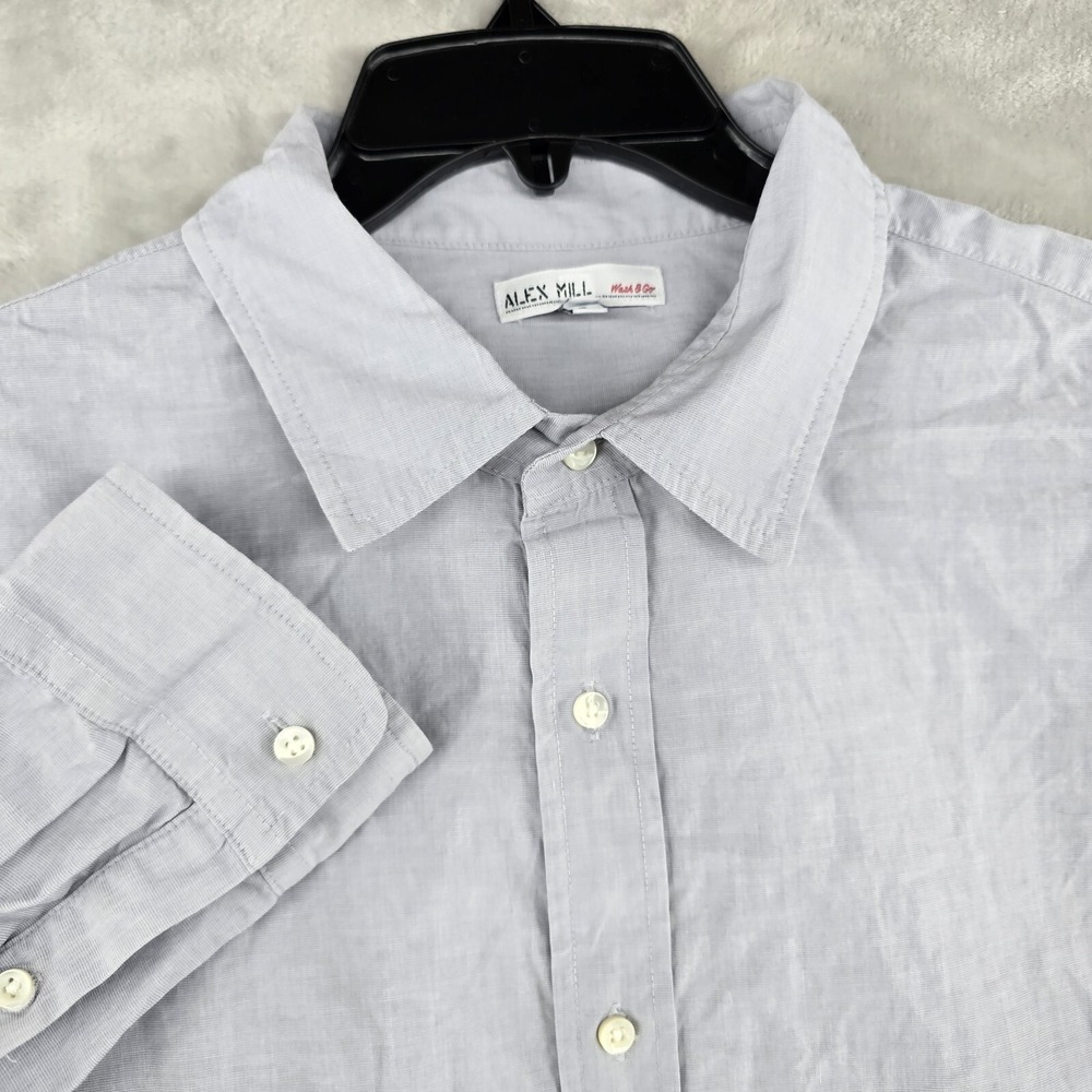 Alex Mill Button Down Shirt Mens XL Gray Wash & Go Cotton Long Sleeve USA Made